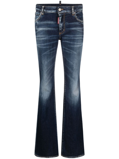 Dsquared2 Distressed Flared Jeans In Blue