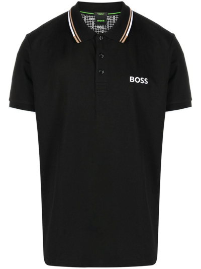 Hugo Boss Logo Embroidered Polo Shirt In Black
