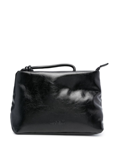 Msgm Logo-debossed Faux-leather Clutch In Black