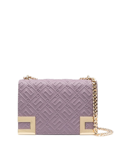 Elisabetta Franchi Candy Violet Monogram Small Crossbody Bag In Purple
