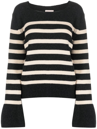 SEMICOUTURE STRIPED BOAT-NECK JUMPER