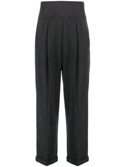 Brunello Cucinelli Cashmere-blend Cropped Trousers In Grey
