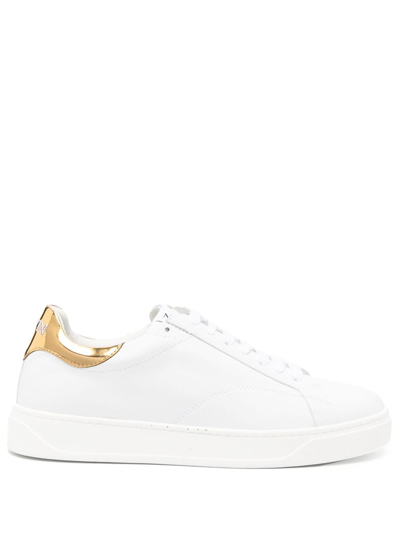 Lanvin Dbb0 Leather Sneakers In White/gold