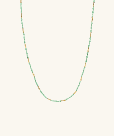 Mejuri Beads Necklace Green Aventurine In Vermeil