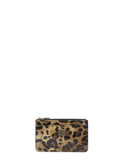 Dolce & Gabbana Leopard-print Leather Cardholder In Animal Print