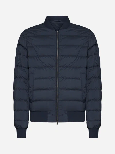Herno L'aviatore Quilted Nylon Down Jacket In Blue