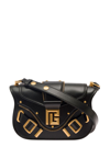 BALMAIN 'BLAZE' BLACK SHOULDER BAG WITH DECORATIVE ZIP AND MAXI LOGO IN SMOOTH LEATHER WOMAN