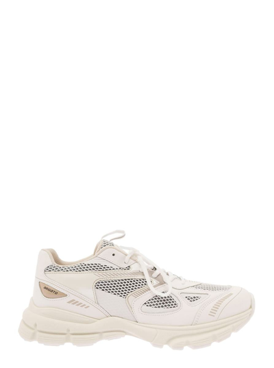 Axel Arigato 'marathon Runner' White Low Top Sneakers With Reflective Details In Leather Blend Man
