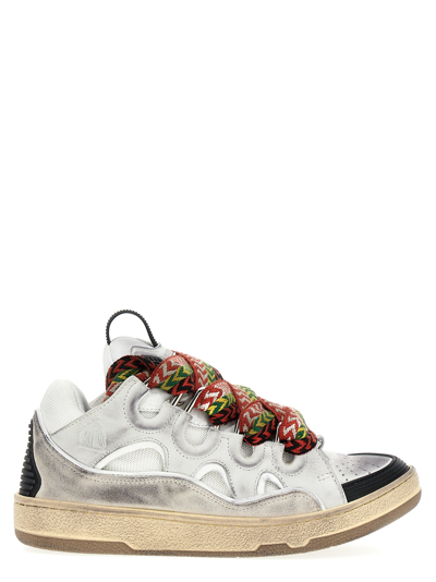 Lanvin Men Leather Curb Sneakers In White