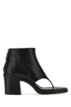 Miu Miu Leather Thong Ankle Boots In Nero