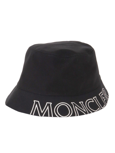 Moncler Logo-print Cotton Bucket Hat In Black