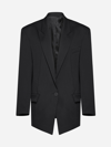 Attico Oversized Glen Blazer With Asymmetric Hem In Black