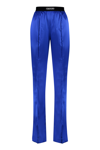 Tom Ford Logo-banded Silk Pj Pants In Blue