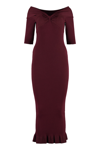 Philosophy Di Lorenzo Serafini Burgundy Off-the-shoulder Ruffled Midi Dress In Burgundy