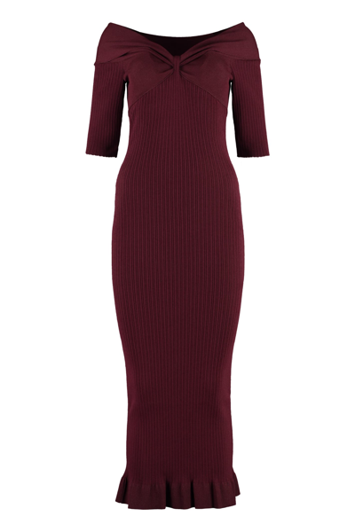 PHILOSOPHY DI LORENZO SERAFINI RIBBED KNIT MIDI DRESS
