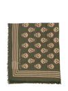 ALEXANDER MCQUEEN BEIGE AND GREEN SCARF WITH SKULL AND LOGO PRINT IN MODAL MAN
