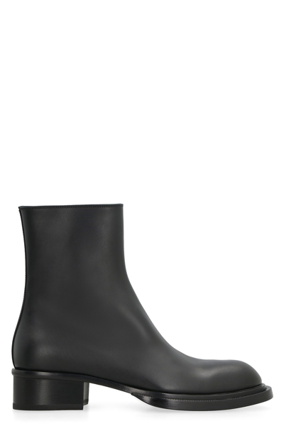 ALEXANDER MCQUEEN STACK LEATHER ANKLE BOOTS