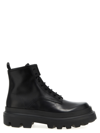Dolce & Gabbana Black Ankle Boots With Chunky Platform And Logo Plaque In Leather Blend Man In Black