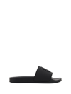 Palm Angels Rubberised Monogram Flat Slides In Black Blac