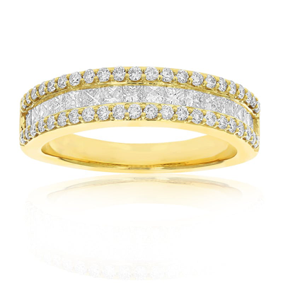 Vir Jewels 1 Cttw Princess And Round Diamond Wedding Band 14k Yellow Gold Multi Row Bridal