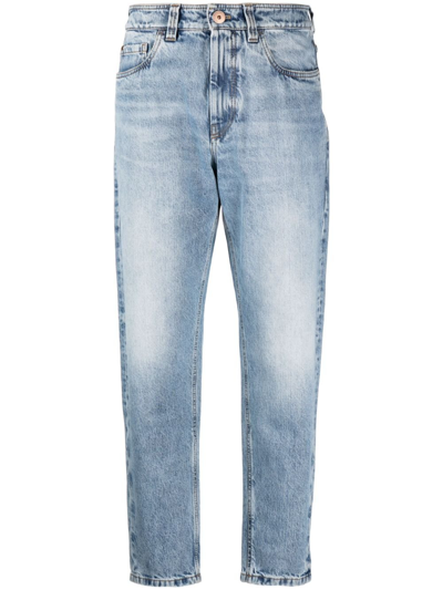 Brunello Cucinelli High-rise Cropped Jeans In Blue