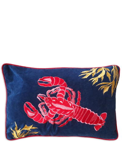 Les-ottomans Rock Lobster 刺绣抱枕 In Blue