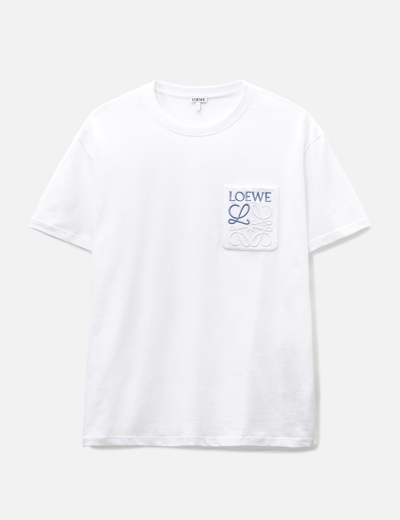 Loewe Men's Anagram Pocket Crewneck T-shirt In White