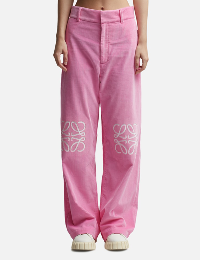 Loewe Anagram Patch Corduroy Trousers In Pink