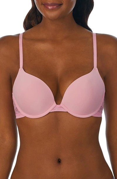 On Gossamer Sleek Micro Lace Underwire Convertible Push-up Bra In Rose Blush