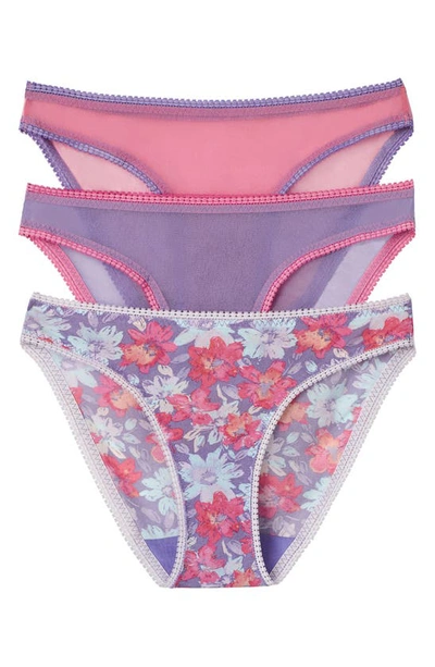 On Gossamer Mesh Hip Bikinis, Set Of 3 In Sketchbook Floral Multi