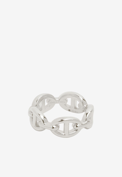 Pre-owned Hermes Chaine D'ancre Enchaînée Ring In Silver