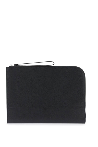 Valextra Leather Document Holder In Black