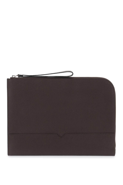 Valextra Leather Document Holder In Brown