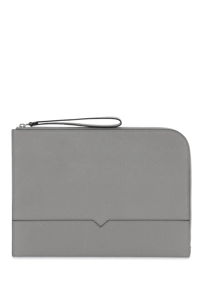 Valextra Leather Document Holder In Grey