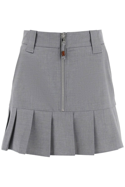 Ganni Draped Viscose Blend Mini Skirt In Grey