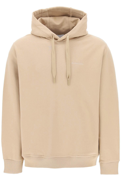 Burberry Ekd Check Cotton Hoodie In Beige