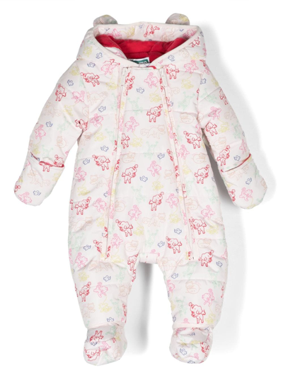 Kenzo Babies' Graphic-print Long-sleeve Snowsuit In White