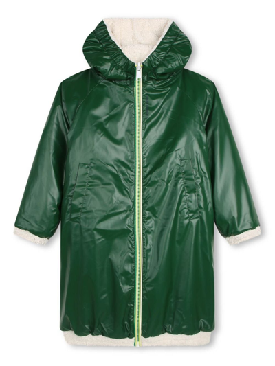 Karl Lagerfeld Kids' Logo-print Reversible Hooded Coat In Green