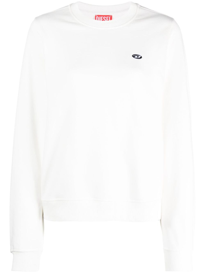 Diesel Logo-embroidered Cotton Sweatshirt In White