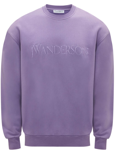 Jw Anderson Logo Embroidered Sweatshirt In Purple