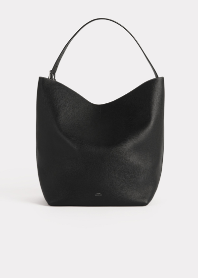Totême Medium Leather Tote Bag In Black Grain