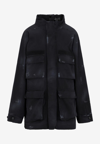 Balenciaga Double Front Parka Coat In Black