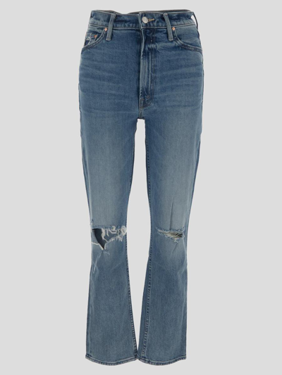 Mother High Waisted Rider Flood Jeans In Blue