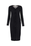 Tory Burch Viscose Cardigan With Long Cut And Ribbed Accents In Black