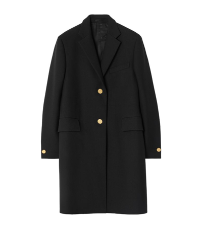 Burberry Technical Wool Tailored Coat In Black