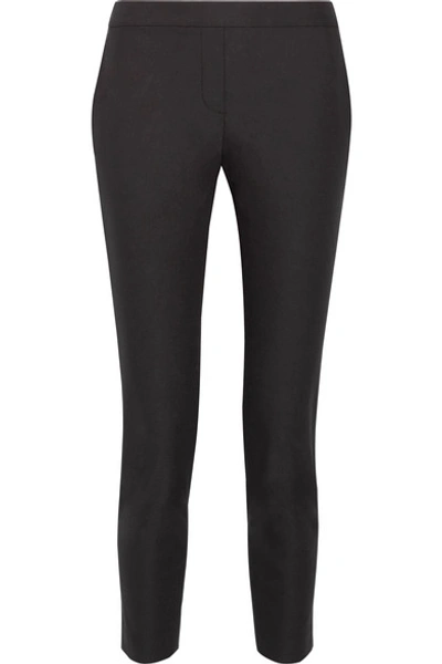 Theory Thaniel Cropped Stretch Cotton-blend Twill Slim-leg Trousers In Black