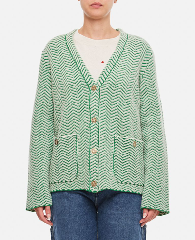 Barrie Cashmere Cardigan Jacket In Green