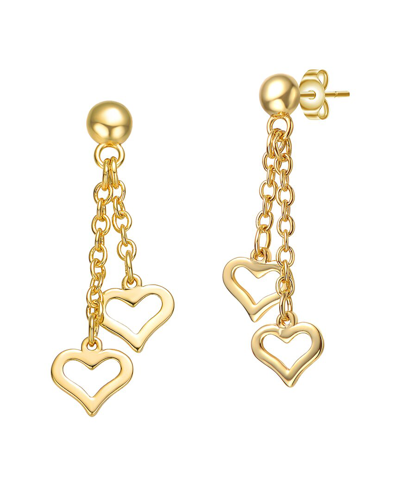 Rachel Glauber 14k Plated Dangling Heart Earrings