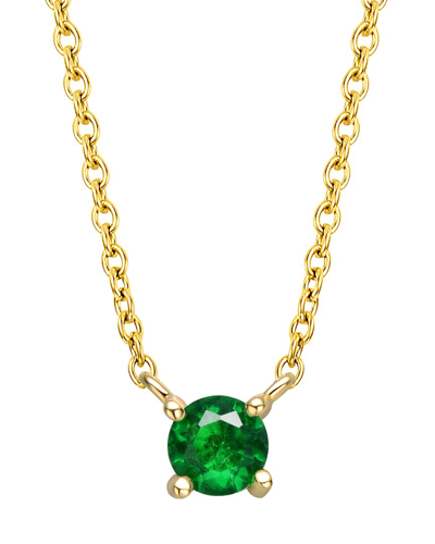 Rachel Glauber 14k Plated Cz Necklace In Green