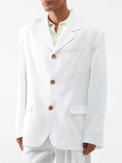 Albus Lumen Single-breasted Linen Blazer In White